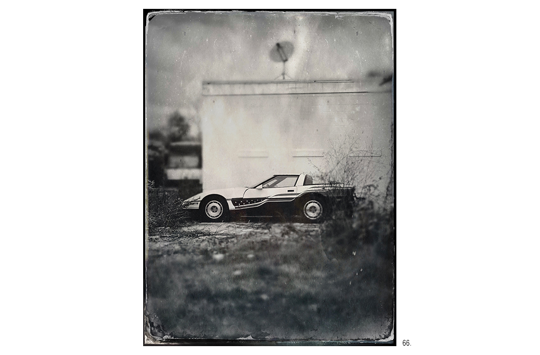 Old Sports Car with American Flag